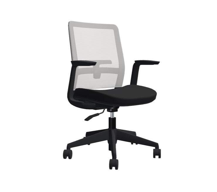 Global Factor – Smart and Chic Silver Grey Mesh Synchro-Tilter Mid-Back Chair in Plush Fabric, Perfect for your State-of-the-Art Office, Home and Business.