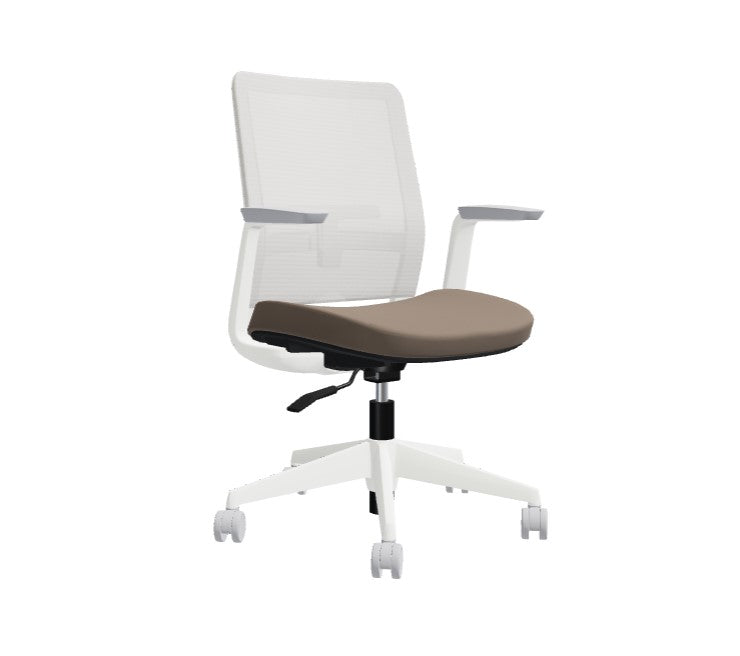 Global Factor – Smart and Chic Silver Grey Mesh Synchro-Tilter Mid-Back Chair in Plush Fabric, Perfect for your State-of-the-Art Office, Home and Business.