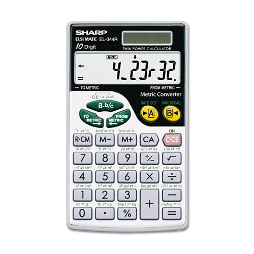 Sharp EL344RB Metric Conversion Wallet Calculator, 10-Digit LCD