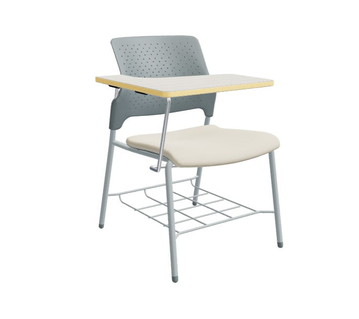 Global Stream – Fun and Functional Armless Classroom Chair in Metallic Tungsten, Polypropylene Back with a Sleek Illusion Seat Complete with Backpack Rack and Tablet