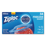 Ziploc Double Zipper Freezer Bags, 1 qt, 2.7 mil, 6.97" x 7.7", Clear, 9/Carton