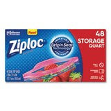 Ziploc Double Zipper Storage Bags, 1 qt, 1.75 mil, 9.63" x 8.5", Clear, 48/Box