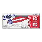 Ziploc Double Zipper Storage Bags, 1 gal, 1.75 mil, 10.56" x 10.75", Clear, 250/Box
