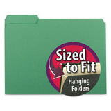 Smead Interior File Folders, 1/3-Cut Tabs: Assorted, Letter Size, 0.75" Expansion, Green, 100/Box