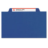 Smead Six-Section Pressboard Top Tab Classification Folders with SafeSHIELD Fasteners, 2 Dividers, Letter Size, Dark Blue, 10/Box
