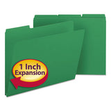 Smead Expanding Recycled Heavy Pressboard Folders, 1/3-Cut Tabs: Assorted, Letter Size, 1" Expansion, Green, 25/Box
