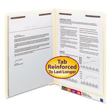 Smead Manila End Tab Fastener Folders with Reinforced Tabs, 11-pt Manila, 2 Fasteners, Letter Size, Manila Exterior, 50/Box