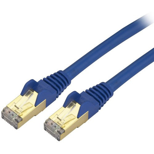 StarTech.com 1ft CAT6a Ethernet Cable - 10 Gigabit Category 6a Shielded Snagless 100W PoE Patch Cord - 10GbE Blue UL Certified Wiring/TIA - C6ASPAT1BL