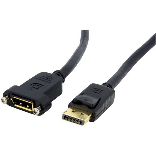 StarTech.com 3ft (1m) Panel Mount DisplayPort Cable, 4K x 2K Video, DisplayPort 1.2 Extension Cable Male to Female, DP Extender Cord - DPPNLFM3