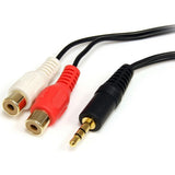 StarTech.com Startech RCA Audio Cable - 6ft - 1 x 3.5mm, 2 x RCA - Audio Cable External - Black - MU1MFRCA