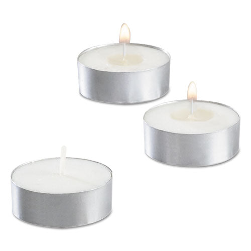 Sterno Tealight Candle, 5 Hour Burn, 0.5"h, White, 50/Pack, 10 Packs/Carton