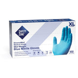 Safety Zone Powder Free Blue Nitrile Gloves - GNEP-XL-1