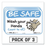 Tabbies BeSafe Messaging Education Wall Signs, 9 x 6, "Be Safe, Wash Your Hands, Count to 20", 3/Pack
