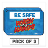 Tabbies BeSafe Messaging Education Wall Signs, 9 x 6,  "Be Safe, Wash Your Hands", 3/Pack