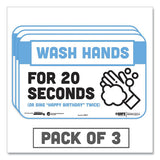 Tabbies BeSafe Messaging Education Wall Signs, 9 x 6,  "Wash Hands For 20 Seconds or Sing Happy Birthday Twice", 3/Pack