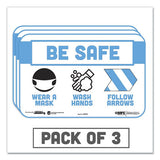 Tabbies BeSafe Messaging Education Wall Signs, 9 x 6,  "Be Safe, Wear a Mask, Wash Your Hands, Follow the Arrows", 3/Pack