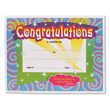 TREND Congratulations Colorful Classic Certificates, 11 x 8.5, Horizontal Orientation, Assorted Colors with White Border, 30/Pack