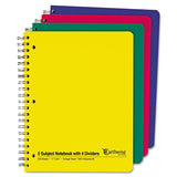 Oxford 100% Recycled Multi-Subject Notebooks, 5 Subject, Medium/College Rule, Randomly Assorted Covers, 11 x 8.5, 240 Sheets