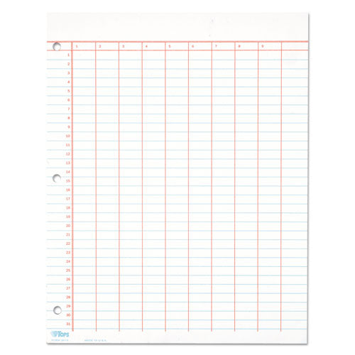 TOPS Data Pad with Numbered Column Headings, Data Chart Format, Wide/Legal Rule, 10 Columns, 50 White 8.5 x 11 Sheets