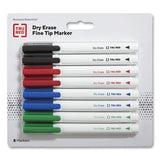 TRU RED Dry Erase Marker, Pen-Style, Fine Bullet Tip, Four Assorted Colors, 8/Pack