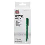 TRU RED Permanent Marker, Pen-Style, Extra-Fine Needle Tip, Green, Dozen