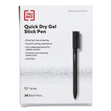 TRU RED Quick Dry Gel Pen, Stick, Fine 0.5 mm, Black Ink, Black Barrel, 24/Pack