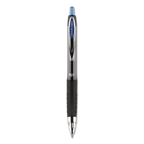 uni-ball Signo 207 Gel Pen, Retractable, Medium 0.7 mm, Blue Ink, Smoke/Black/Blue Barrel, Dozen