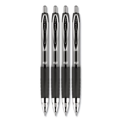 uni-ball Signo 207 Gel Pen, Retractable, Medium 0.7 mm, Black Ink, Translucent Black Barrel, 4/Pack