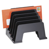 Universal Recycled Plastic Incline Sorter, 5 Sections, DL to A5 Size Files, 8" x 5.5" x 6", Black