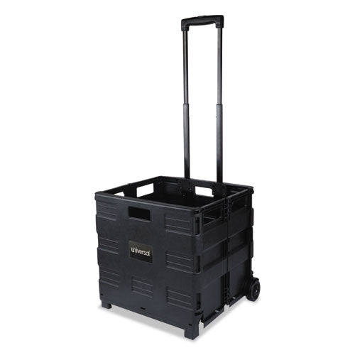 Universal Collapsible Mobile Storage Crate, Plastic, 18.25 x 15 x 18.25 to 39.37, Black