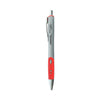 Universal Comfort Grip Gel Pen, Retractable, Medium 0.7 mm, Red Ink, Silver Barrel, Dozen
