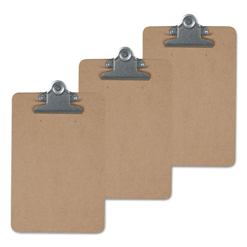 Universal Hardboard Clipboard, 1.25" Clip Capacity, Holds 8.5 x 14 Sheets, Brown, 3/Pack