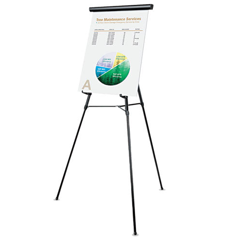Universal 3-Leg Telescoping Easel with Pad Retainer, Adjusts 34" to 64", Aluminum, Black