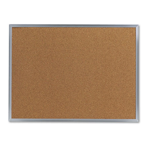 Universal Bulletin Board, Natural Cork, 24 x 18, Satin-Finished Aluminum Frame