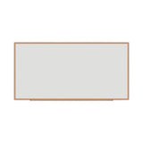 Universal Dry-Erase Board, Melamine, 96 x 48, White, Oak-Finished Frame