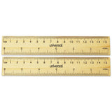 Universal Flat Wood Ruler, Standard/Metric, 6" Long