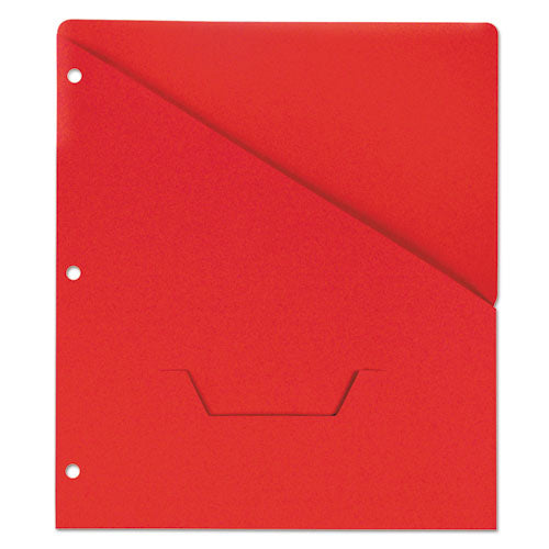 Universal Slash-Cut Pockets for Three-Ring Binders, Jacket, Letter, 11 Pt., Red, 10/Pack