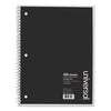 Universal Wirebound Notebook, 5 Subject, Medium/College Rule, Black Cover, 11 x 8.5, 200 Sheets