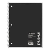 Universal Wirebound Notebook, 5 Subject, Medium/College Rule, Black Cover, 11 x 8.5, 200 Sheets