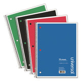 Universal Wirebound Notebook, 1 Subject, Medium/College Rule, Assorted Covers, 10.5 x 8, 70 Sheets, 4/Pack