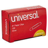 Universal Paper Clips, Small (No. 1), Silver, 100 Clips/Box, 10 Boxes/Pack, 12 Packs/Carton