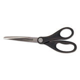 Universal Stainless Steel Office Scissors, Pointed Tip, 7" Long, 3" Cut Length, Black Straight Handle