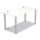 Union & Scale Essentials Writing Table-Desk with Integrated Power Management, 59.7" x 29.3" x 28.8", White/Aluminum