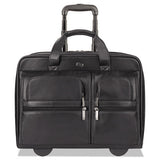 Solo Classic Leather Rolling Case, Fits Devices Up to 15.6", Leather, 16.7 x 7 x 13, Black