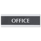 Headline Sign Century Series Office Sign, OFFICE, 9 x 3, Black/Silver