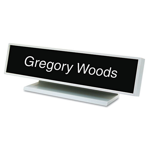 Identity Group Architectural Desk Sign with Name Plate, 9 x 1.75, Gray, Square Radius