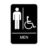 Headline Sign ADA Sign, Men/Wheelchair Accessible Tactile Symbol, Plastic, 6 x 9, Black/White