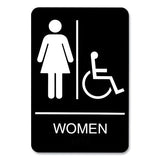 Headline Sign ADA Sign, Women/Wheelchair Accessible Tactile Symbol, Plastic, 6 x 9, Black/White