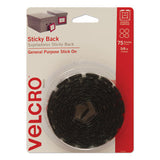 VELCRO Brand Sticky-Back Fasteners, Removable Adhesive, 0.63" dia, Black, 75/Pack