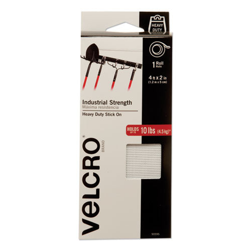 VELCRO Brand Industrial-Strength Heavy-Duty Fasteners, 2" x 4 ft, White